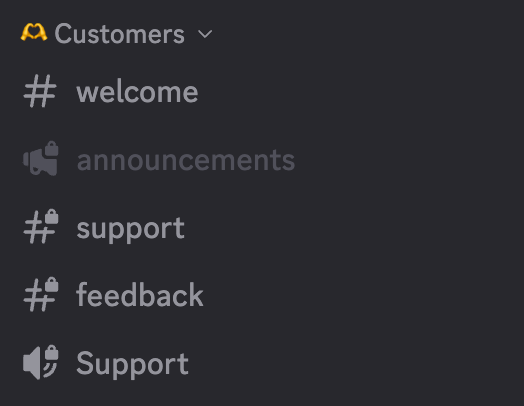 Customers Discord channel.
